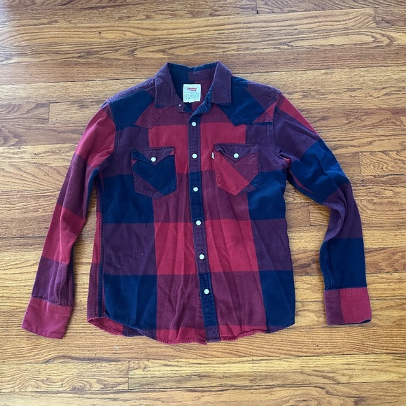 Lot of two Levi's Women's Pearl Snap Western Flannel Shirts, Small - Picture 4 of 7